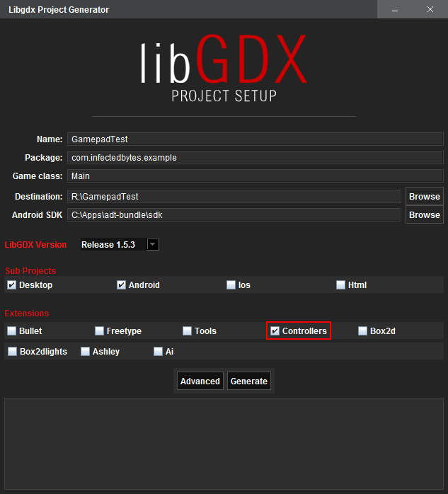 LibGDX setup controller